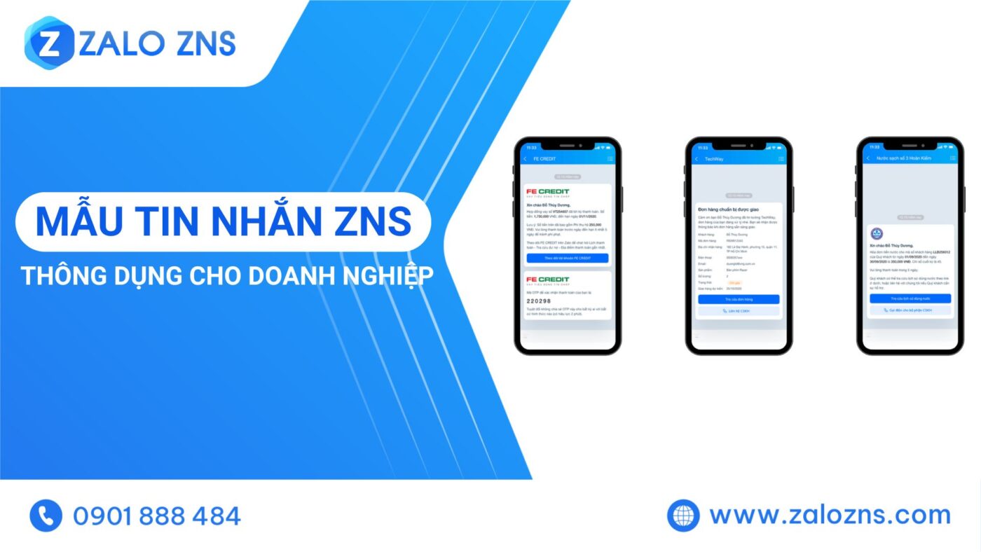 Mẫu tin nhắn ZNS thông dụng cho doanh nghiệp