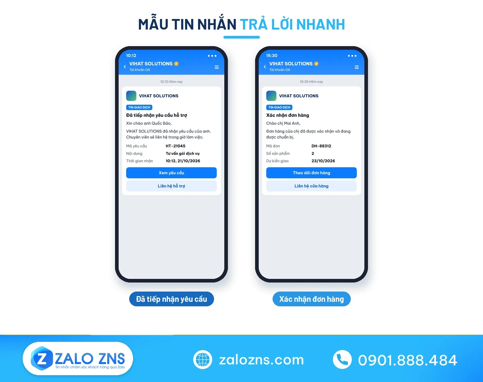 Giao diện mẫu tin nhắn trả lời nhanh trên điện thoại